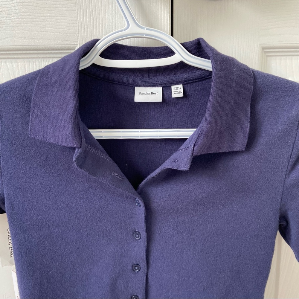 Sunday Best Audio cropped button down top - Picture 2 of 6